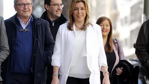 La presidenta andaluza, Susana Díaz, a su llegada esta mañana a la sede del PSOE donde se reúne hoy el Comité Federal del partido