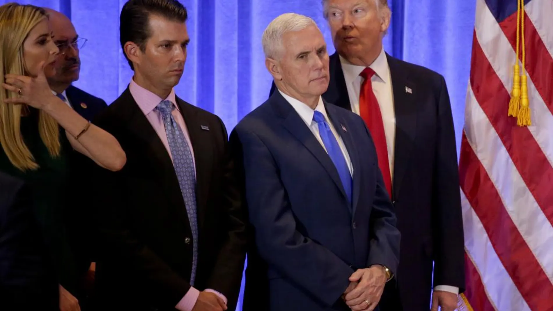 Donald Trump, Mike Pence, Ivanka Trump y Donald Trump Jr