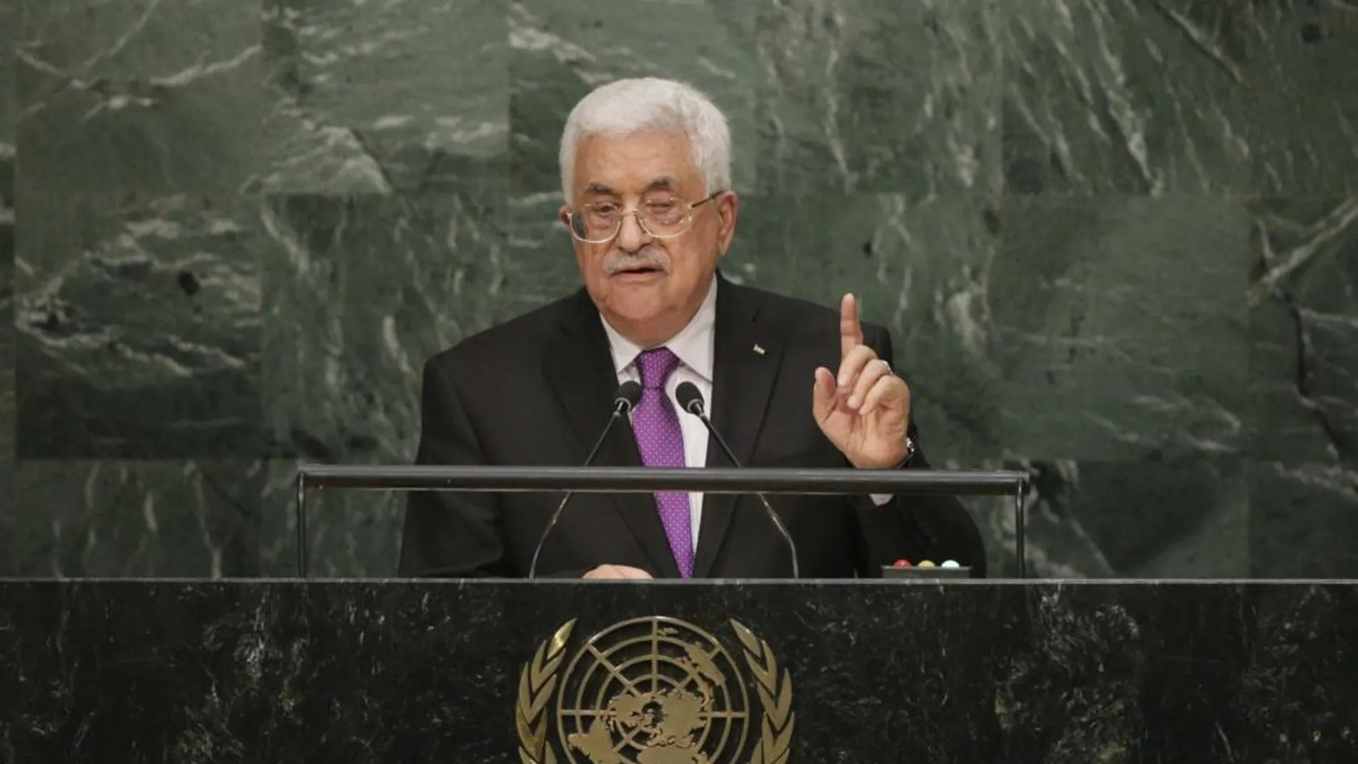 El líder palestino, Mahmud Abás, pronuncia un discurso durante el debate de alto nivel de la Asamblea General de la ONU