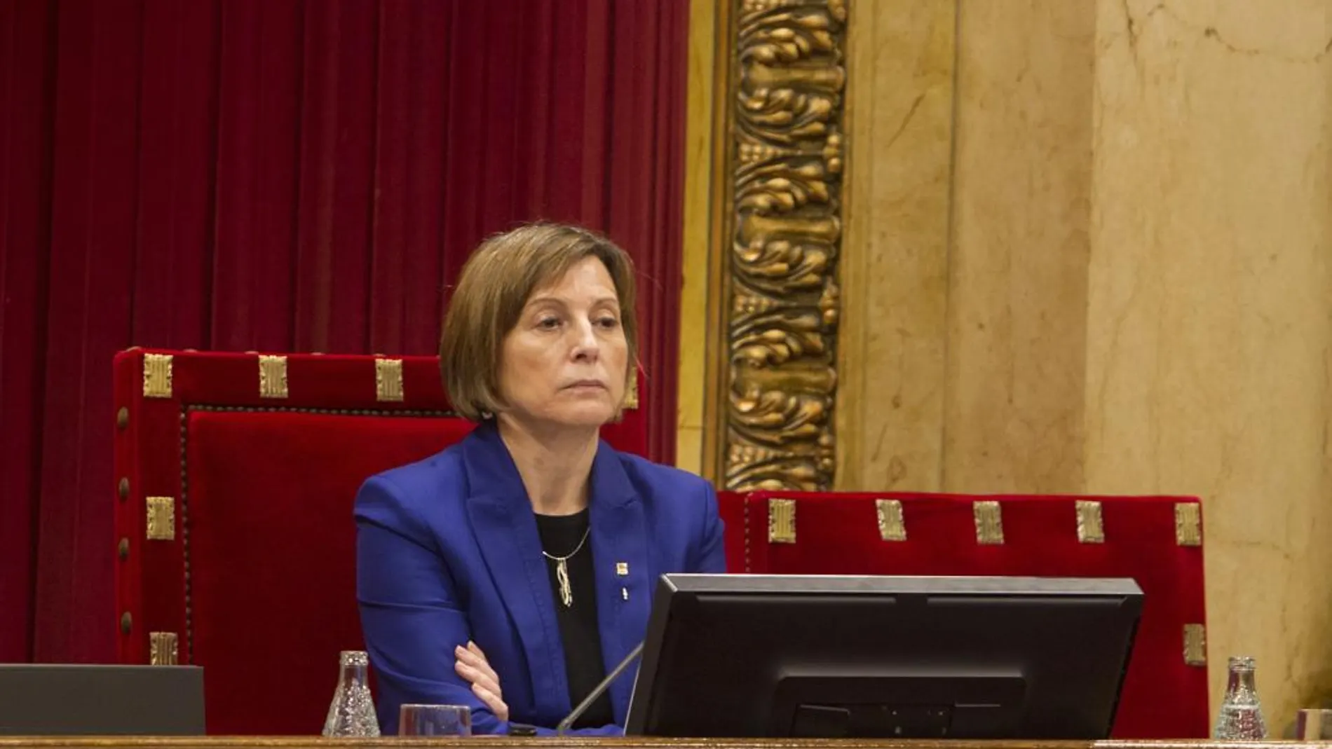 La presidenta del Parlament, Carme Forcadell, el psado 23 de febrero durante la sesión plenaria del Parlamento catalán.