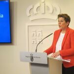 La portavoz del Ejecutivo murciano, Noelia Arroyo, ayer tras la reunión del Consejo de Gobierno en el Palacio de San Esteban