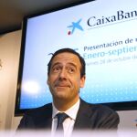 El consejero delegado de CaixaBank, Gonzalo Gortázar, durante la presentación de los resultados de la entidad bancaria