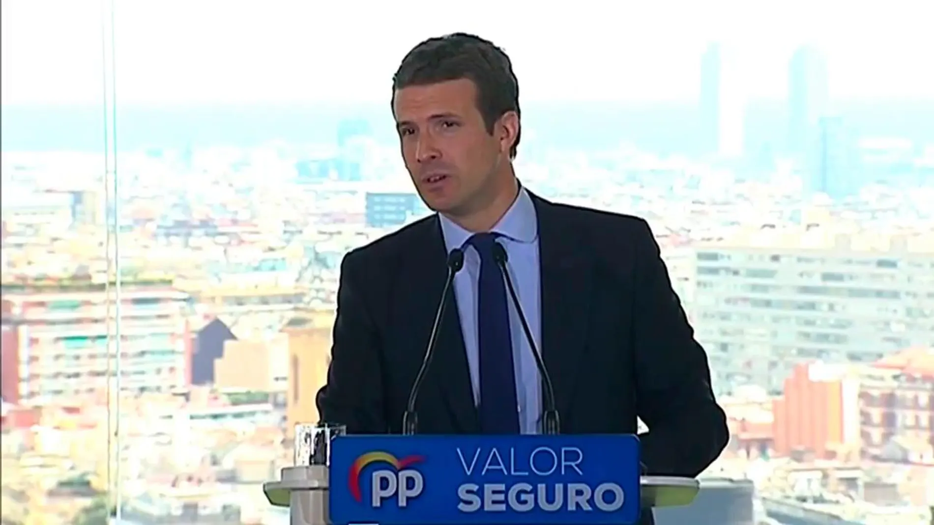Pablo Casado hoy durante la presentación del programa del PP.