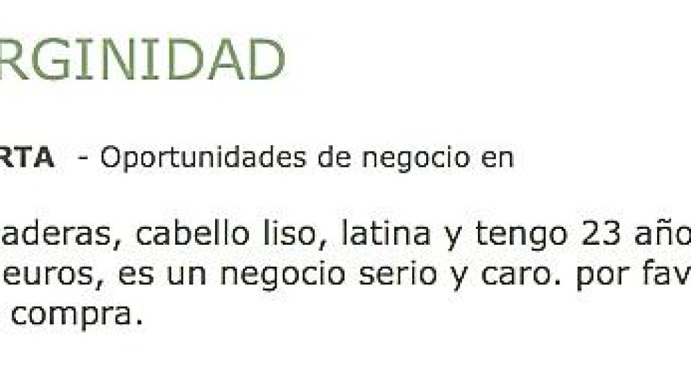 “Me llamo Virginia, tengo 20 años. Quiero vender mi virginidad por 25.