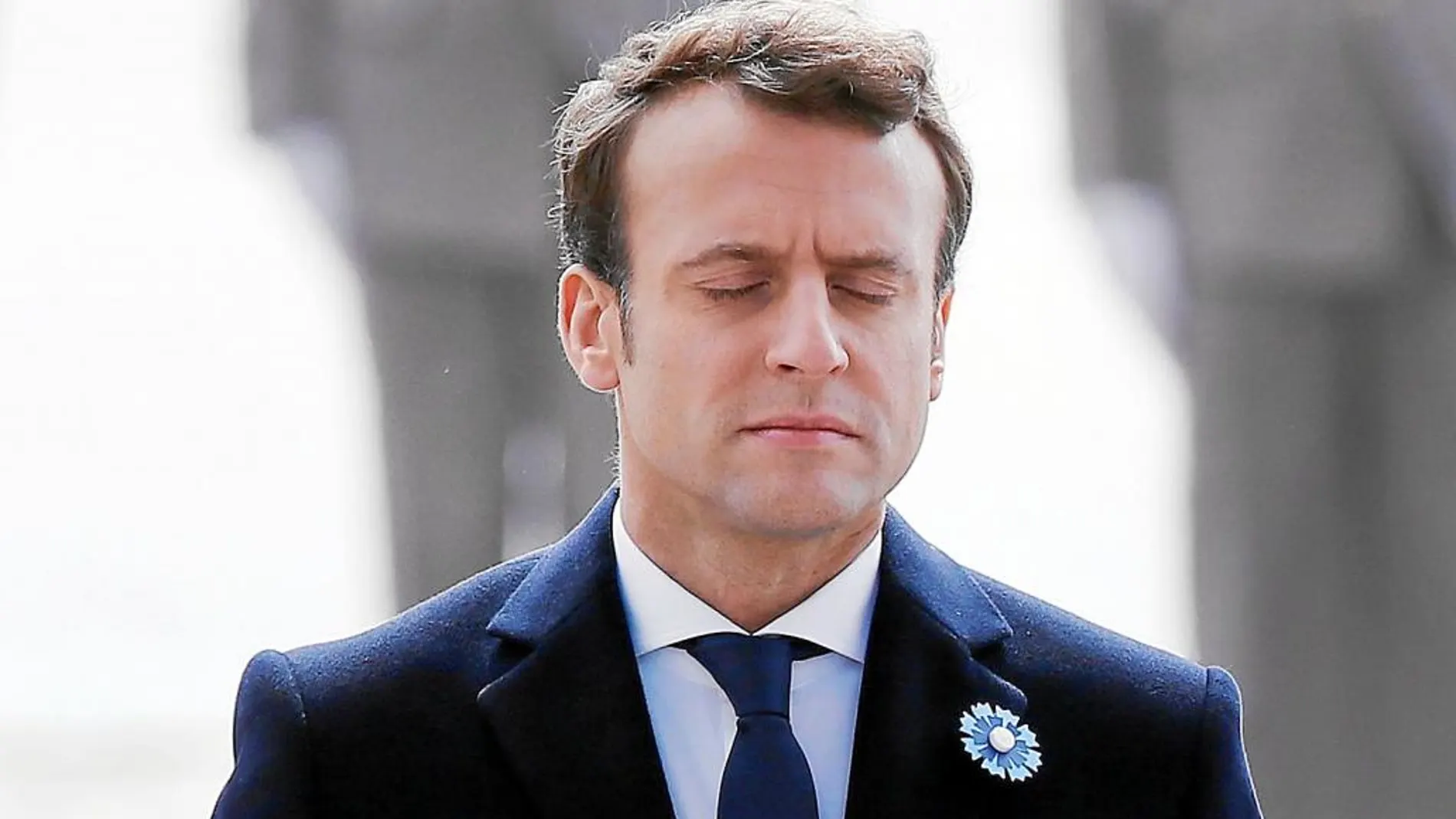 Macron, ayer en París durante la ceremonia de homenaje por el final de la Segunda Guerral Mundial