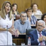 La presidenta de la Junta, Susana Díaz, ayer en el Parlamento andaluz (Efe)