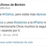  Luis Alfonso de Borbón la lía en Twitter con su mensaje sobre Franco el 20-N