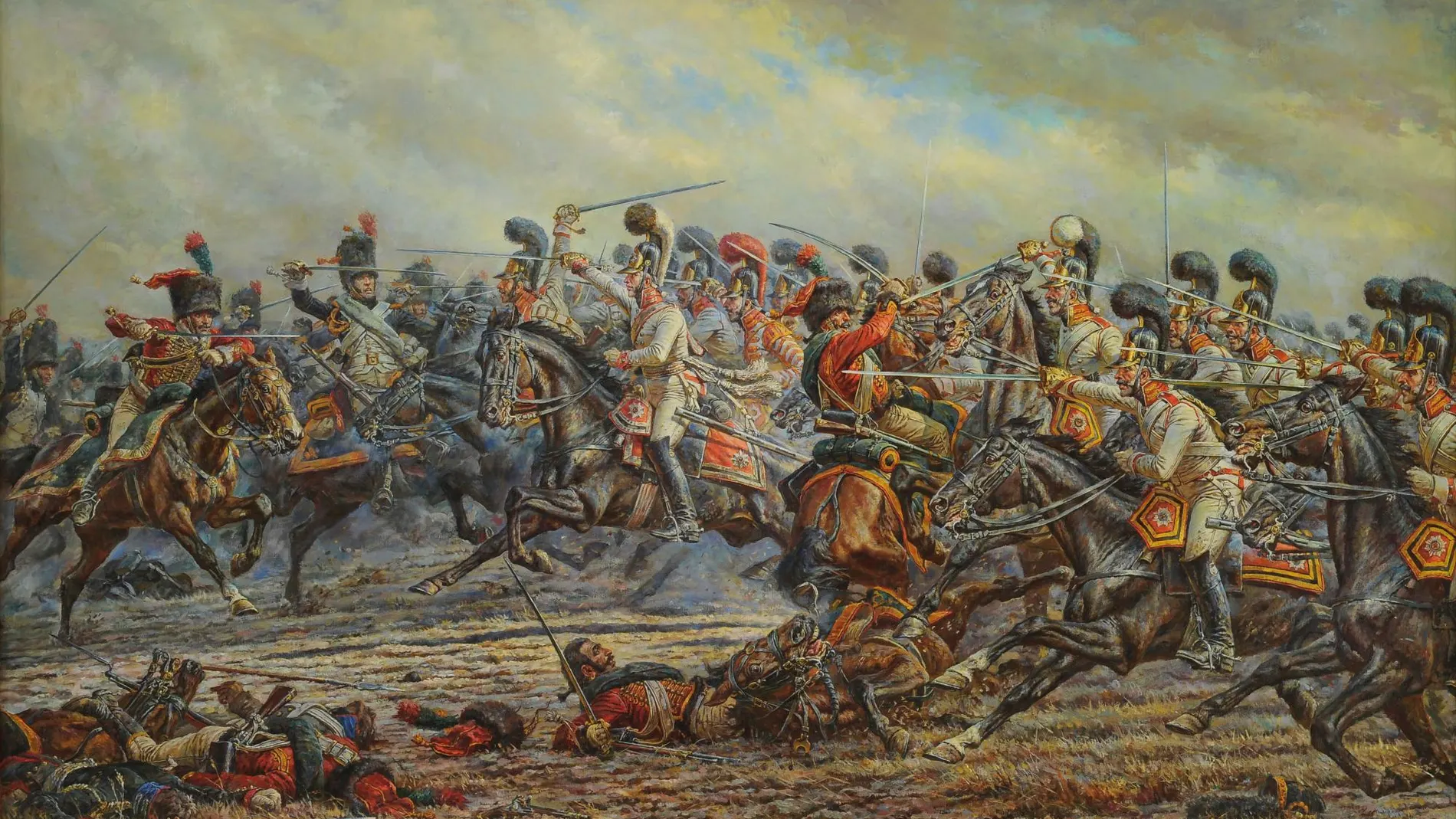 El combate de los chevalier gardes rusos contra la caballería de la Guardia Imperial francesa en la batalla de Austerlitz
