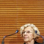 Carmena, ayer, en la presentación de un acuerdo con la ONU para «fomentar el desarrollo urbano sostenible»