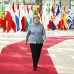 La canciller alemana, Angela Merkel. llega a la cumbre europea.
