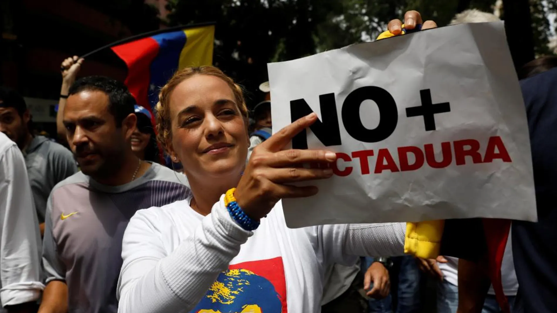 Lilian Tintori durante la marcha de Caracas