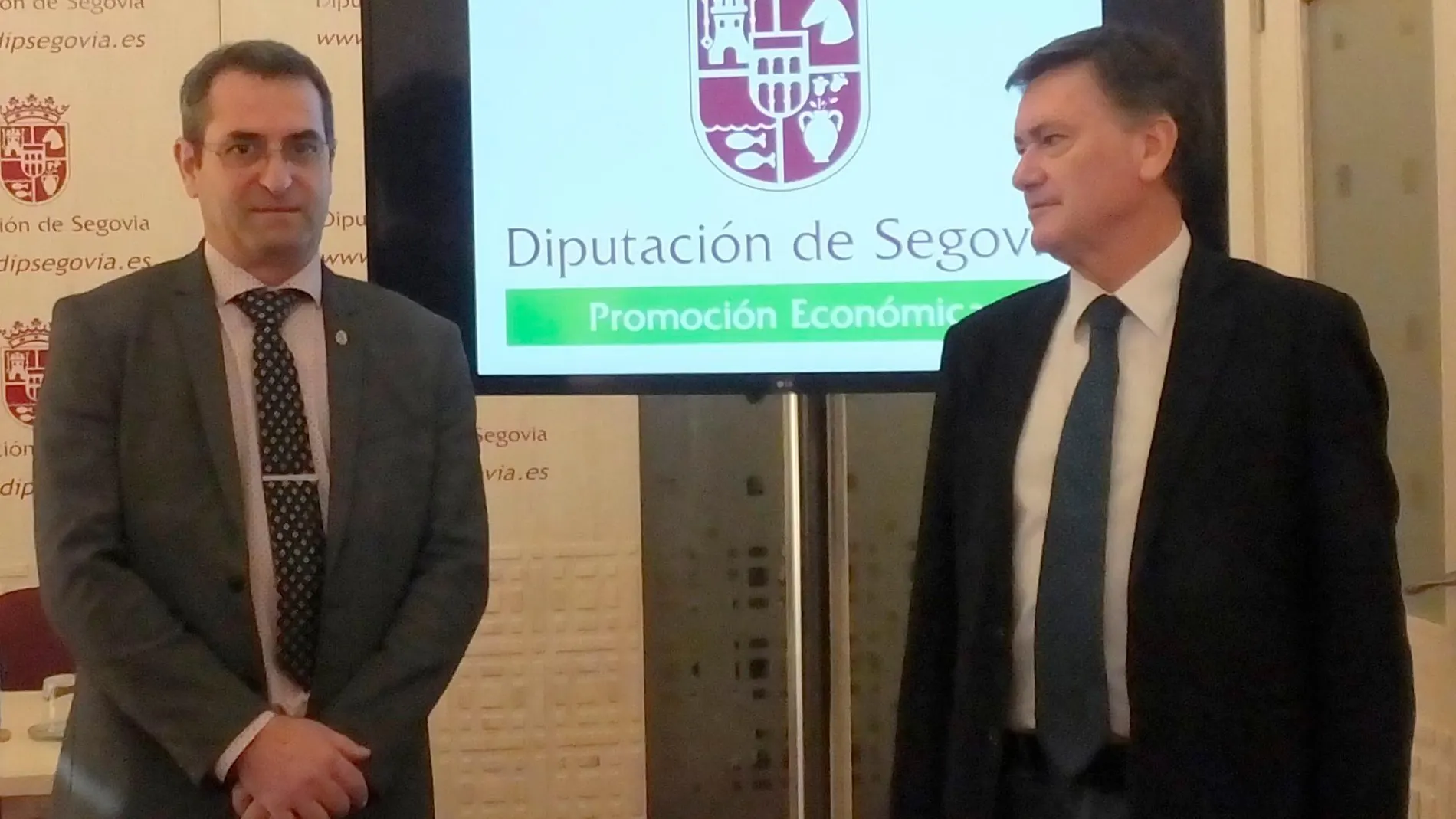 El presidente de la Diputación de Segovia, Francisco Vázquez, y el diputado del Área de Promoción Económica, Jaime Pérez, presentan el balance