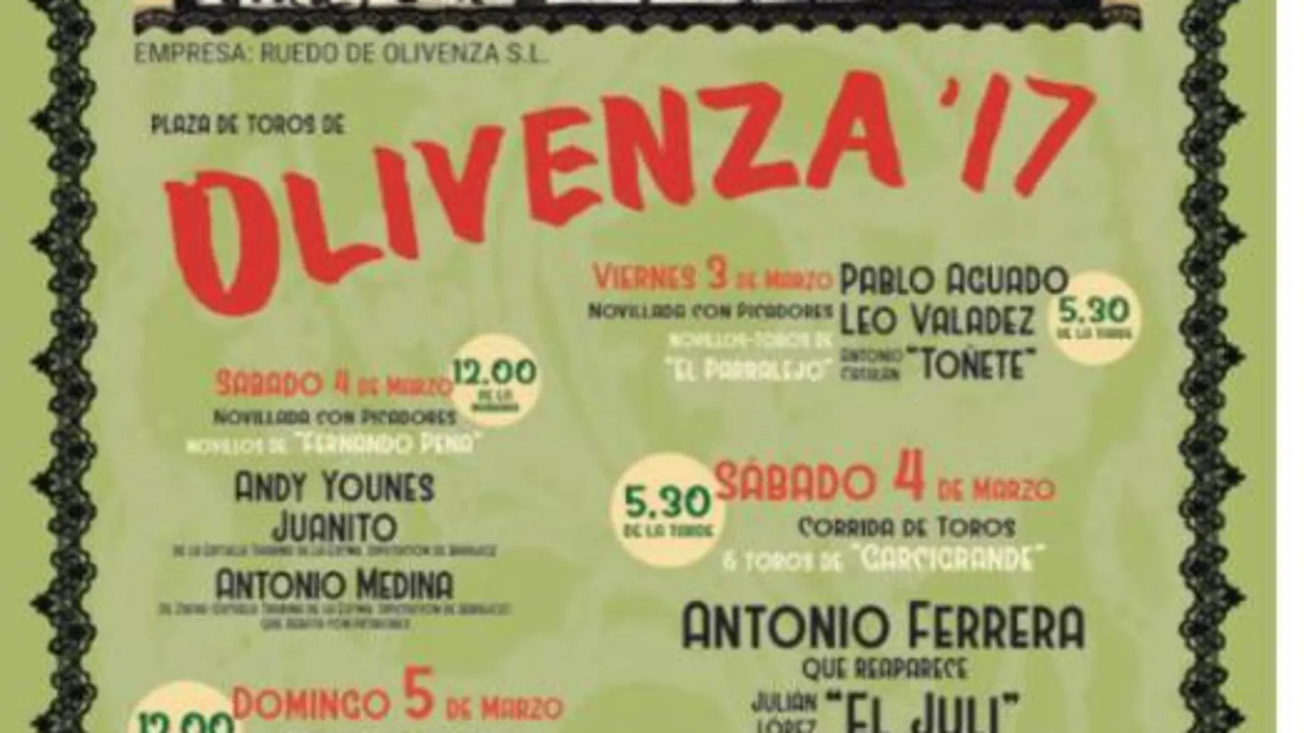 Cartel pintado por Joaquín Sabina de la feria taurina de Olivenza 2017