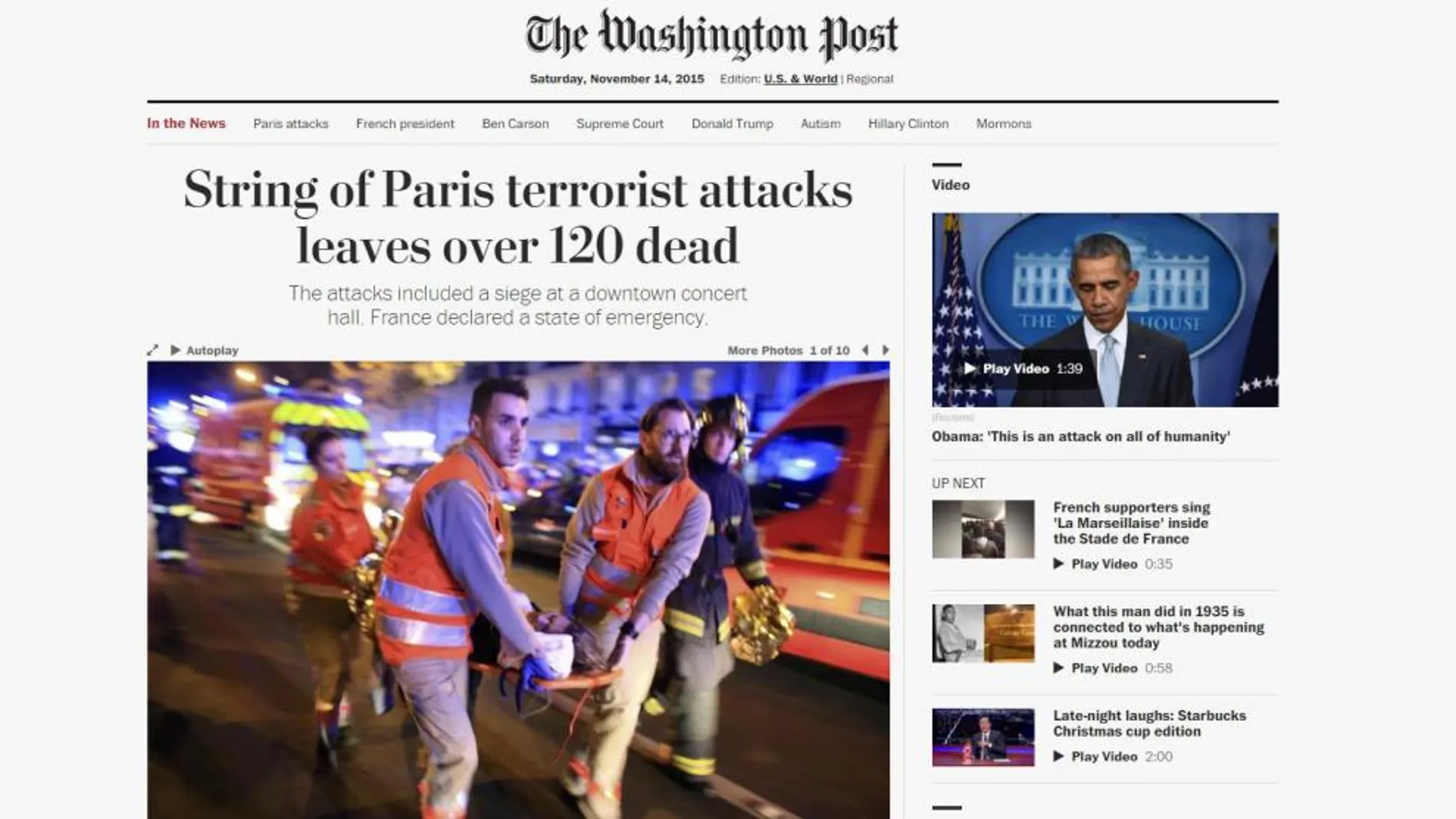 Portada del diario «The Washington Post»