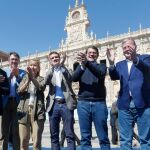 Daniel Lacalle, Juan Martínez Majo, Carmen González, Pablo Casado, Alfonso Fernández Mañueco y Antonio Silván, durante el acto del Partido Popular celebrado en León