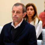 El expresidente del FC Barcelona Sandro Rosell, este lunes, durante el juicio