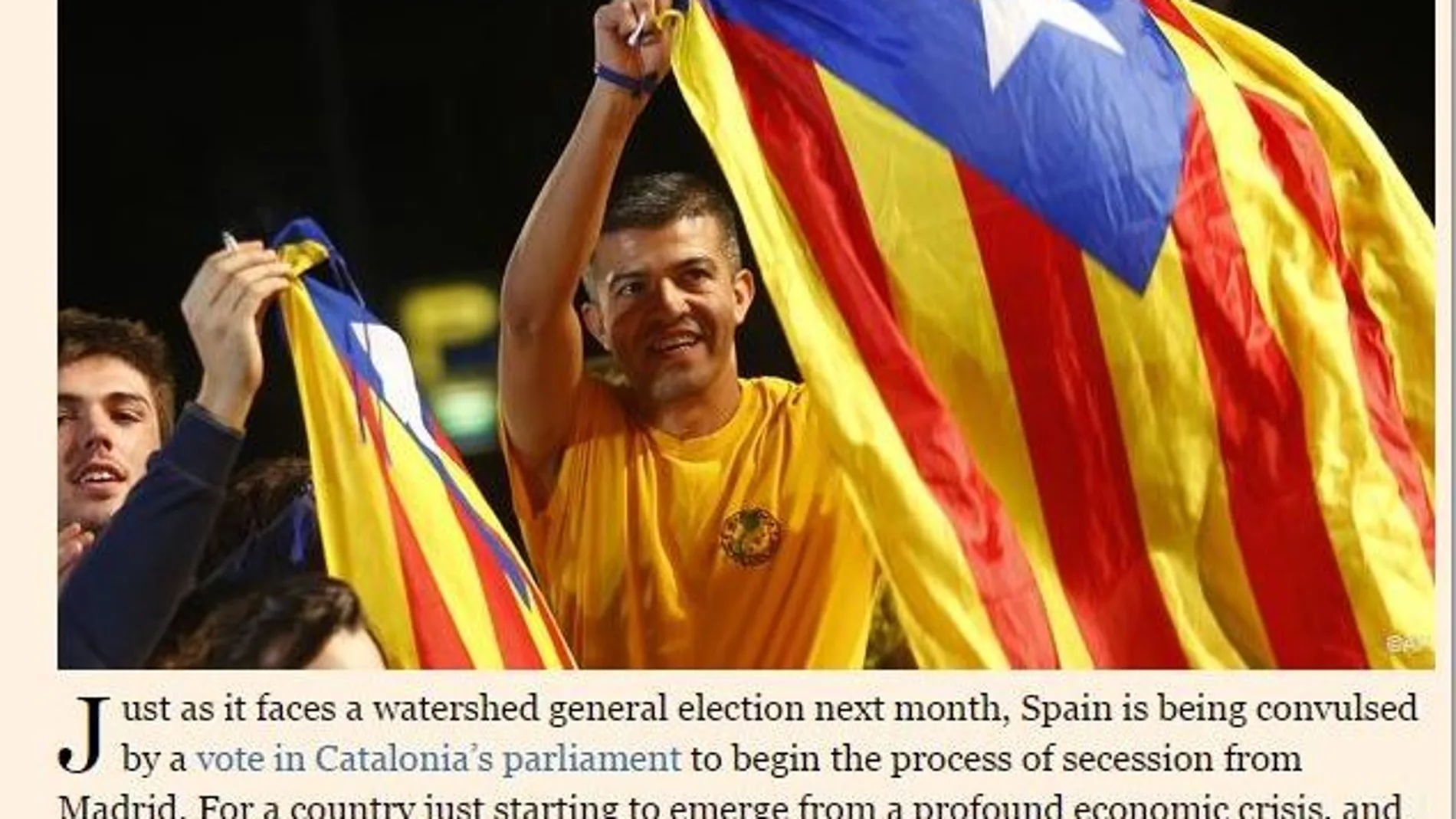 Artículo publicado en «Financial Times» sobre el proceso soberanista en Cataluña