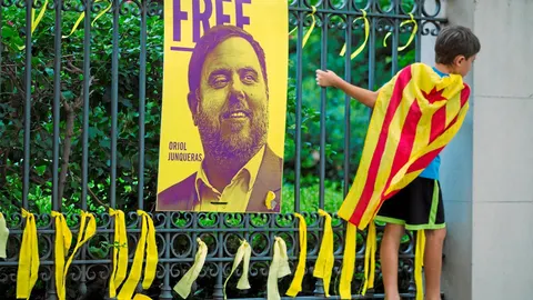 Cartel reclamando la libertad del líder de ERC, en prisión provisional desde noviembre de 2017 por su papel en el proceso independentista