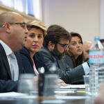 La candidata popular, Noelia Arroyo, tras reunirse con los presidentes de COEC y Cámara de Comercio