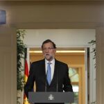 Mariano Rajoy, durante su comparecencia ante la prensa