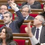 El grupo del PSC, durante la votación en que cinco diputados se desmarcaron de la dirección