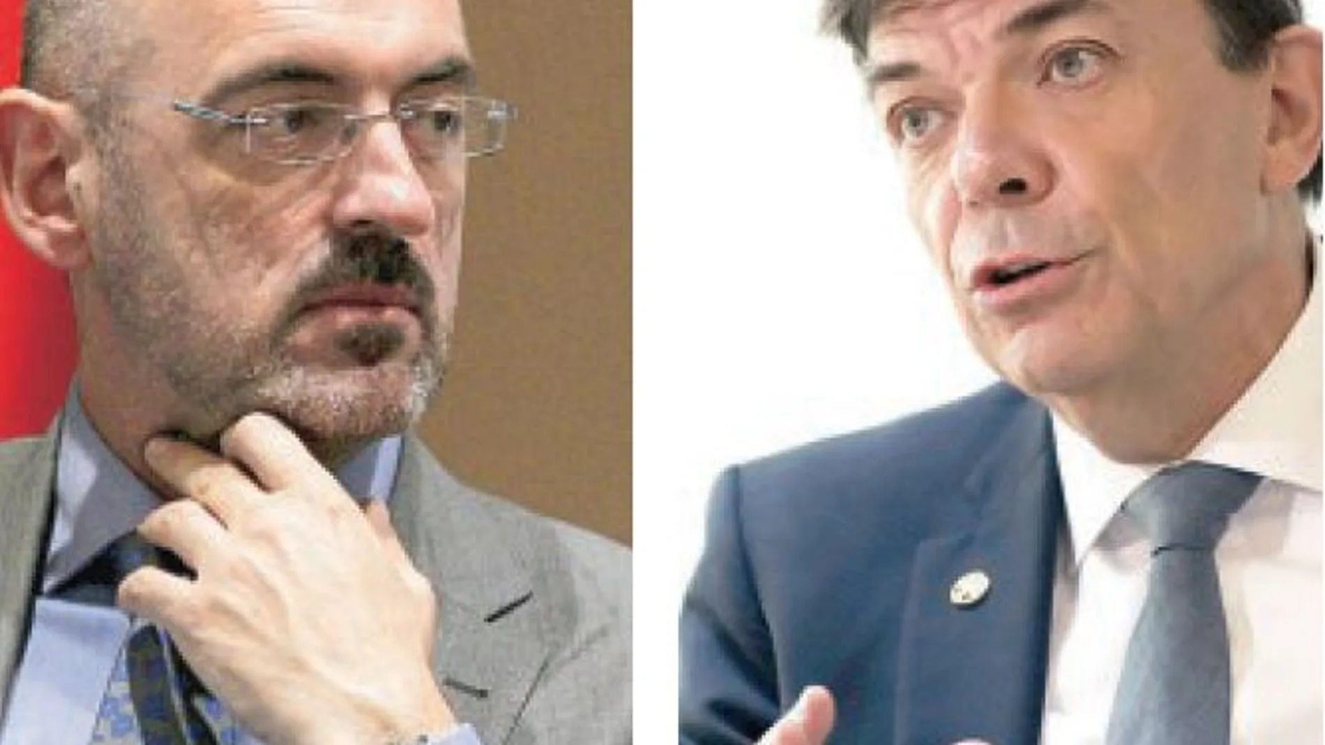 Joaquín Goyache, a la izquierda, fue proclamado ayer nuevo rector de la Universidad Complutense y sustituirá en el cargo a Carlos Andradas / Efe
