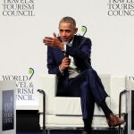 El ex presidente de Estados Unidos Barack Obama fue la estrella invitada en la Cumbre Mundial del Turismo celebrada en Sevilla / Foto: Manuel Olmedo