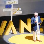 Benigno Blanco, promotor del Proyecto Avanza, ayer en la presentación del partido en el cine Capitol de Madrid