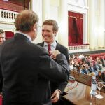 Pablo Casado junto a Pío García Escudero e Ignacio Cosidó en el Senado / Foto: Javier Fdez. Largo