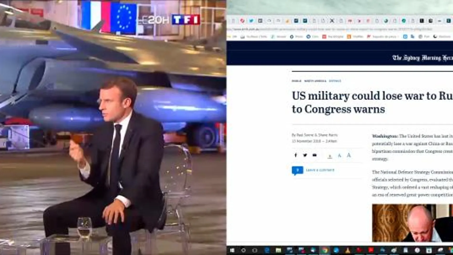 Macron, durante su entrevista en el portaaviones “Charles de Gaulle” (TF1)