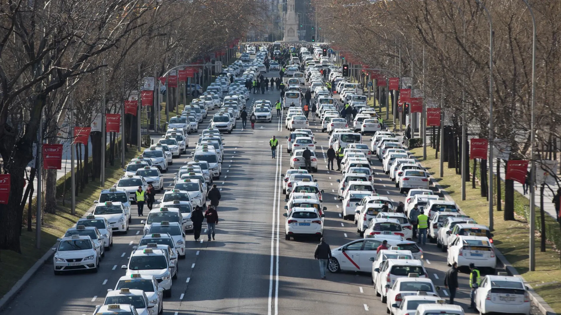 Los taxistas se manifestaron durante 16 días el pasado enero para denunciar a las VTC