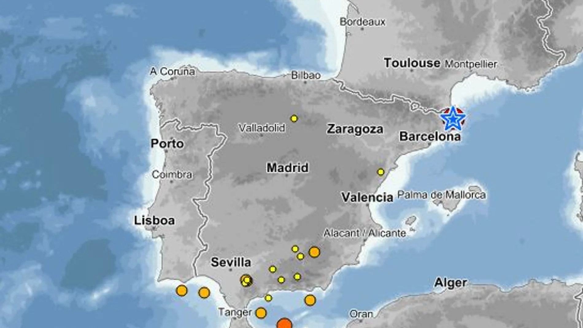 Imagen del terremoto registrada en el Instituto Geográfico Nacional