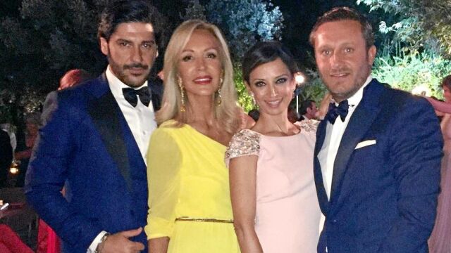 Lomana, junto a Juan Peña y Sonia González, en el cumpleaños de Emiliano Suárez