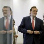 El presidente del Gobierno en funciones, Mariano Rajoy, durante la inauguración hoy de la nueva sede de la Gerencia de Informática de la Seguridad Social