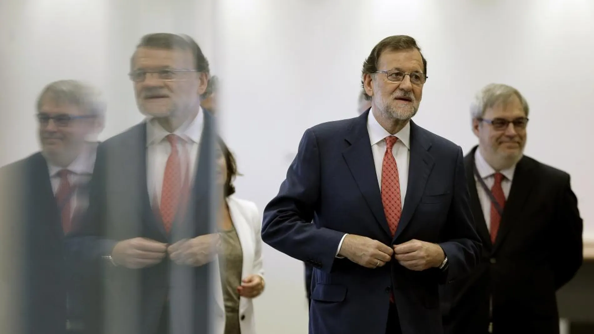 El presidente del Gobierno en funciones, Mariano Rajoy, durante la inauguración hoy de la nueva sede de la Gerencia de Informática de la Seguridad Social