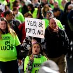 Manifestación de pensionistas y taxistas en Madrid