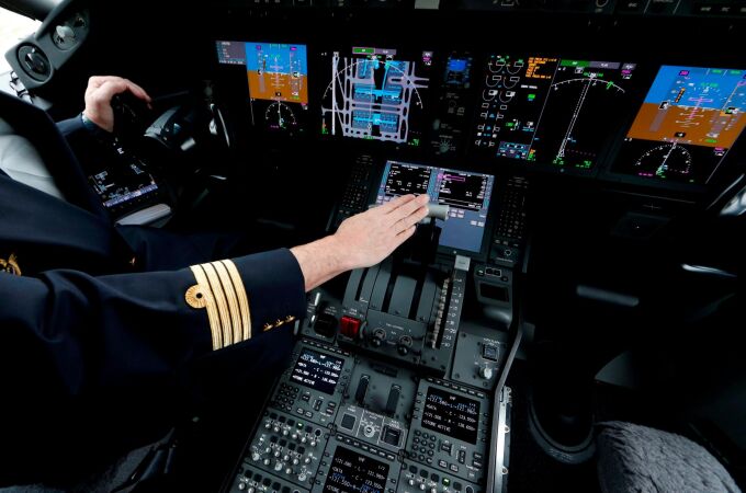 Interior de una cabina de un avión de Boeing