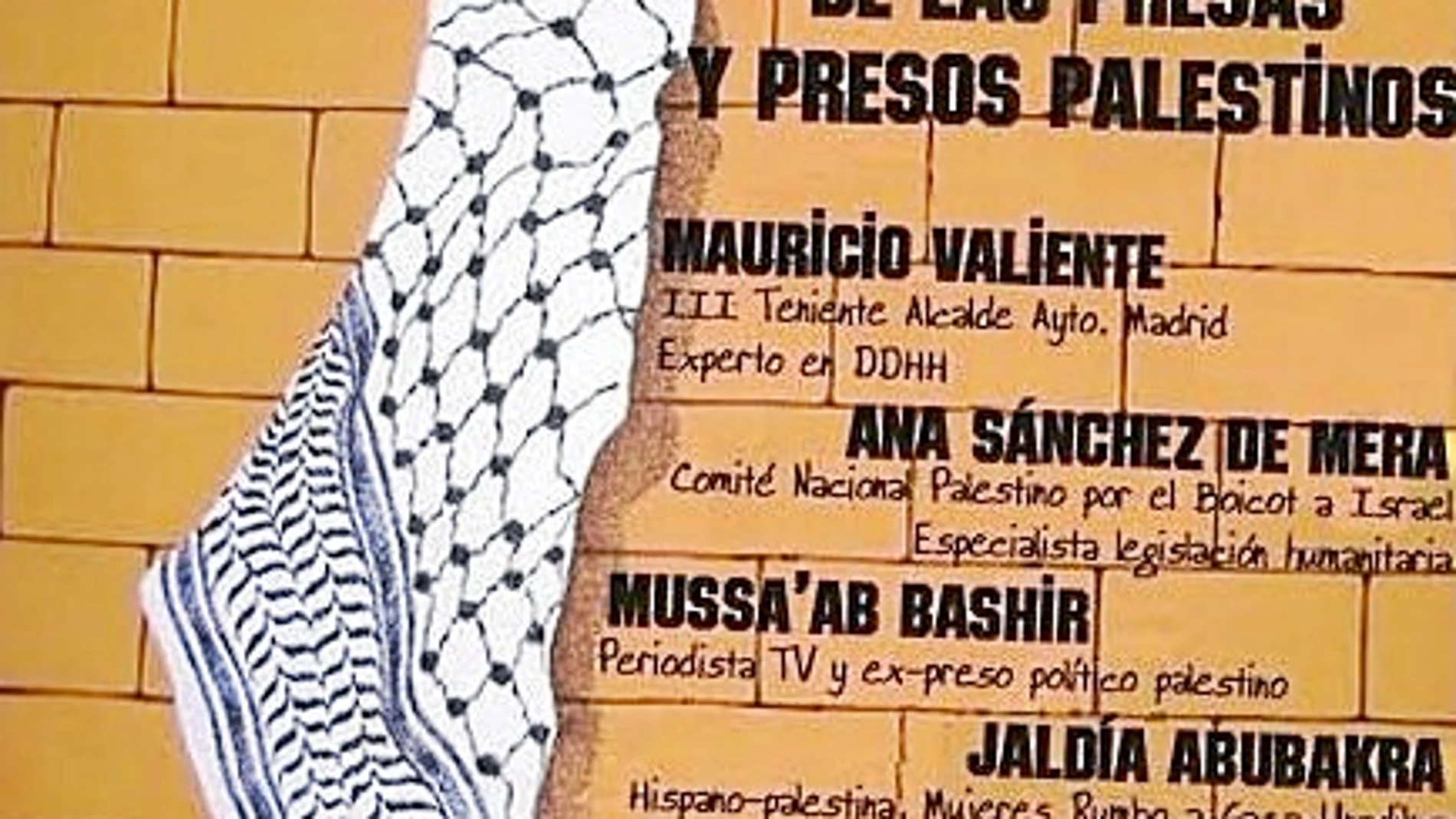 En el cartel del acto del pasado lunes aparece el nombre del terrorista Mussa’ab Bashir bajo el de Valiente, quien participó como «experto en derechos humanos»