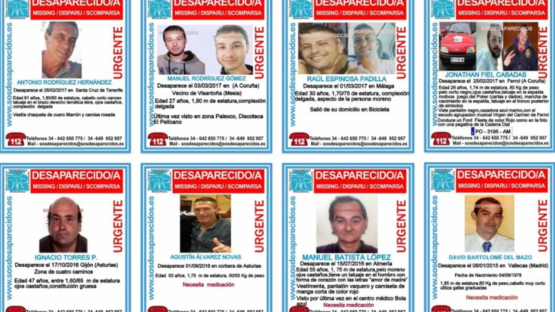 Desaparecidos en España: 4.164 personas, en su mayoría hombres y de más de 35 años