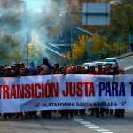 Inicio de la primera etapa de la marcha minera que sale de Toreno con destino a Oviedo de la plataforma Santa Bárbara, que agrupa a los trabajadores de contratas, subcontratas y empresas privadas del sector del carbón