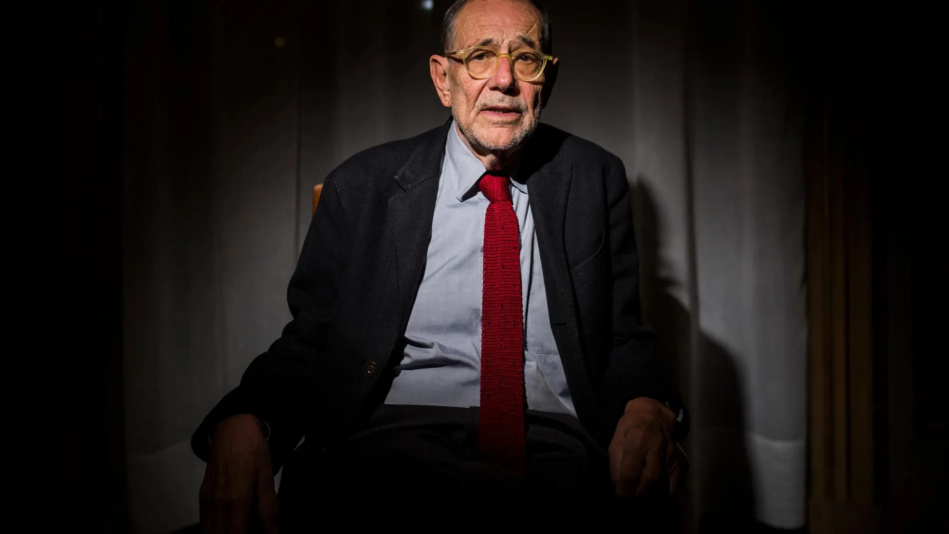 Javier Solana, después de la entrevista en la Casa de América, en Madrid