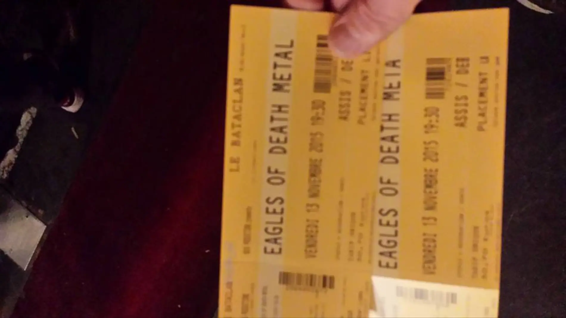Imagen de las entradas con las que Manu Pérez accedió al concierto de Eagles of Death Metal