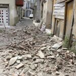 Vista de los daños causados en la ciudad de Plomari
