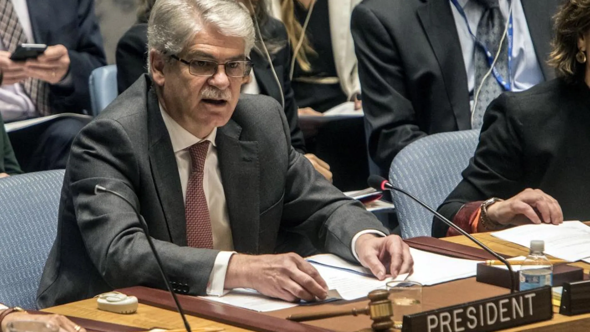 Alfonso María Dastis, ministro de Asuntos Exteriores de España, preside hoy la reunión del Consejo de Seguridad de las Naciones Unidas