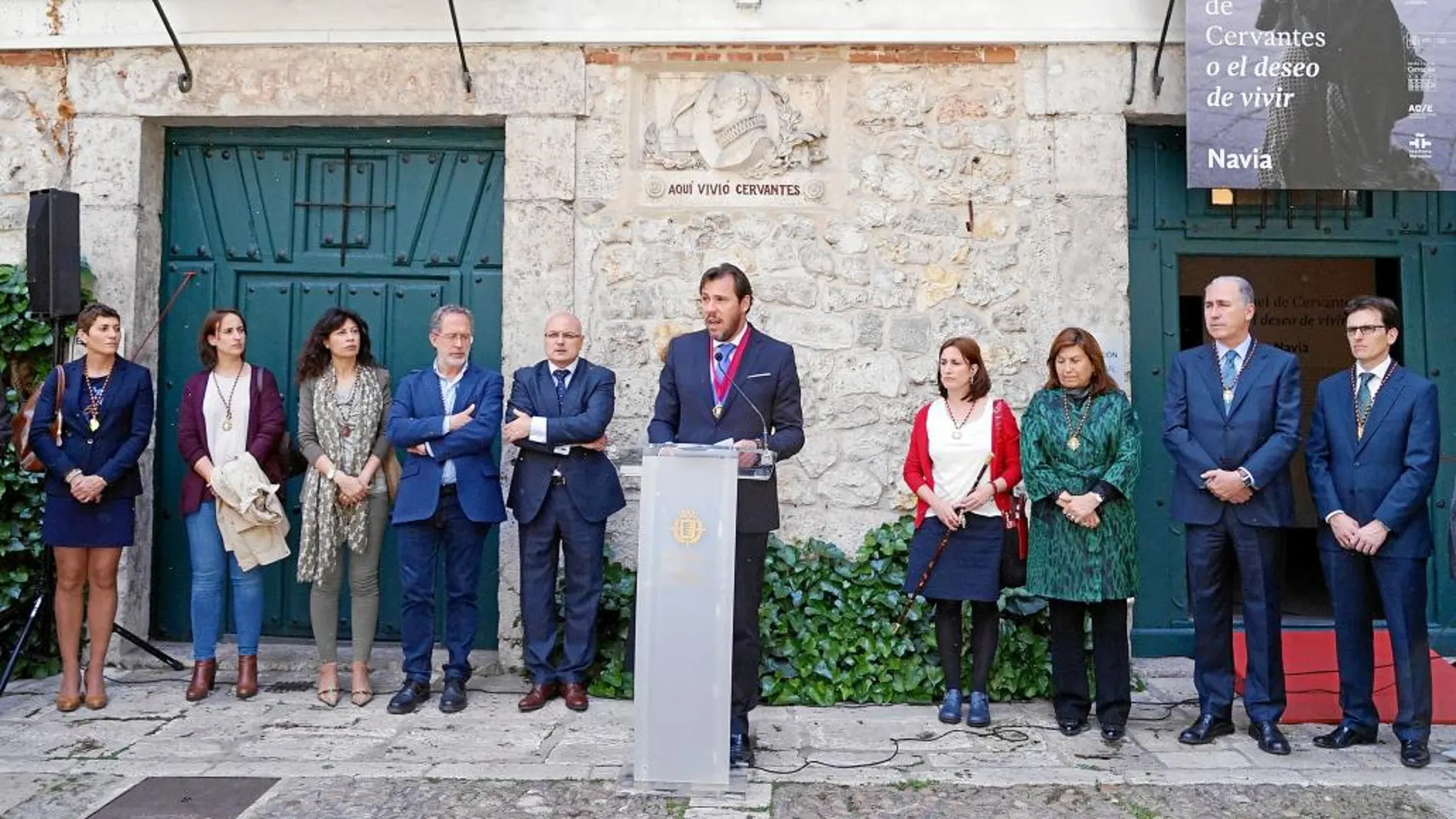 El alcalde Óscar Puente interviene en el Museo Casa de Cervantes, Valladolid junto a los miembros del Ayuntamiento