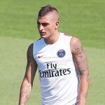 Verratti, en un entrenamiento con el PSG