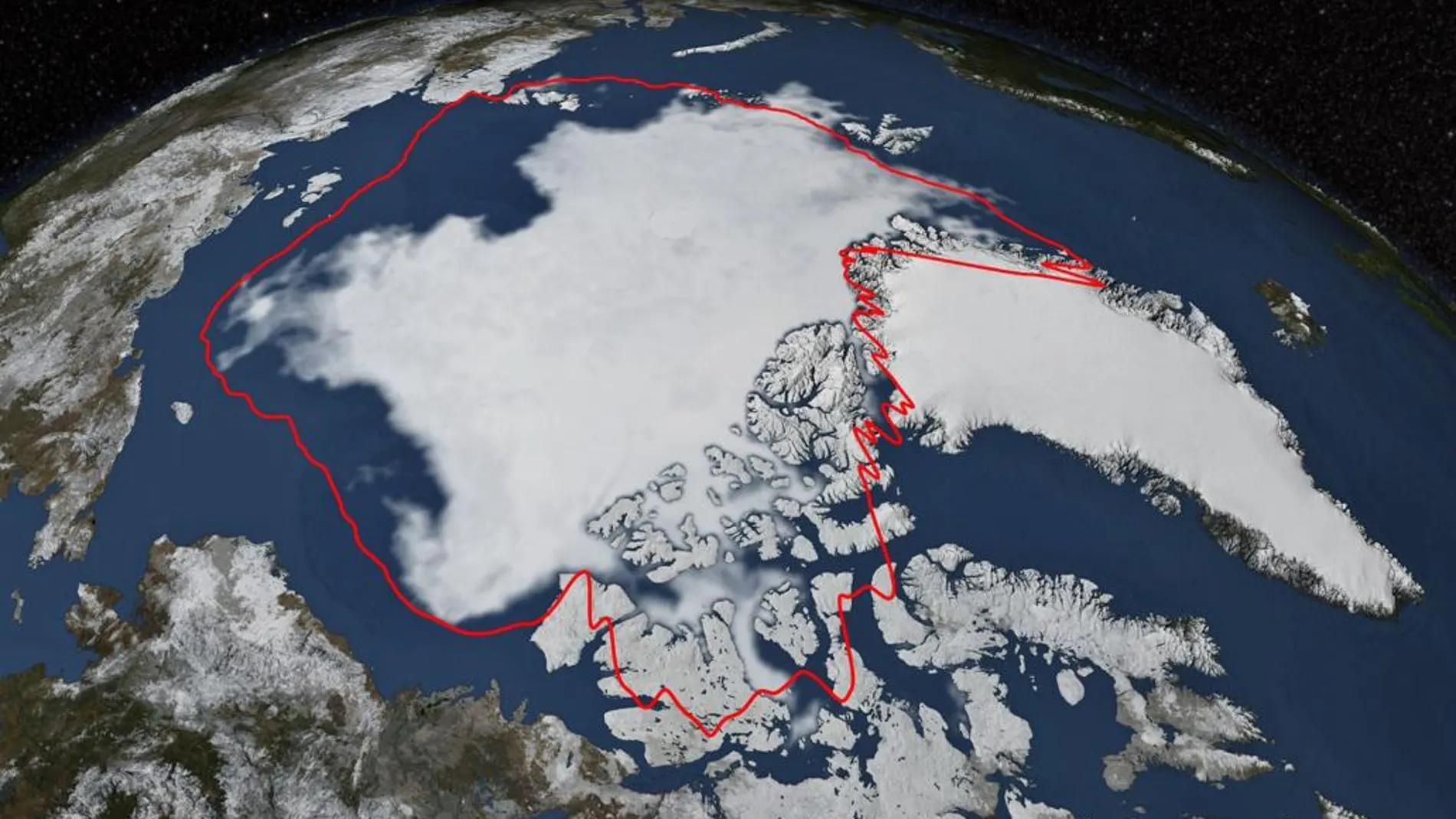 Vista desde el espacio de la extensión del Ártico comparado con 30 años antes