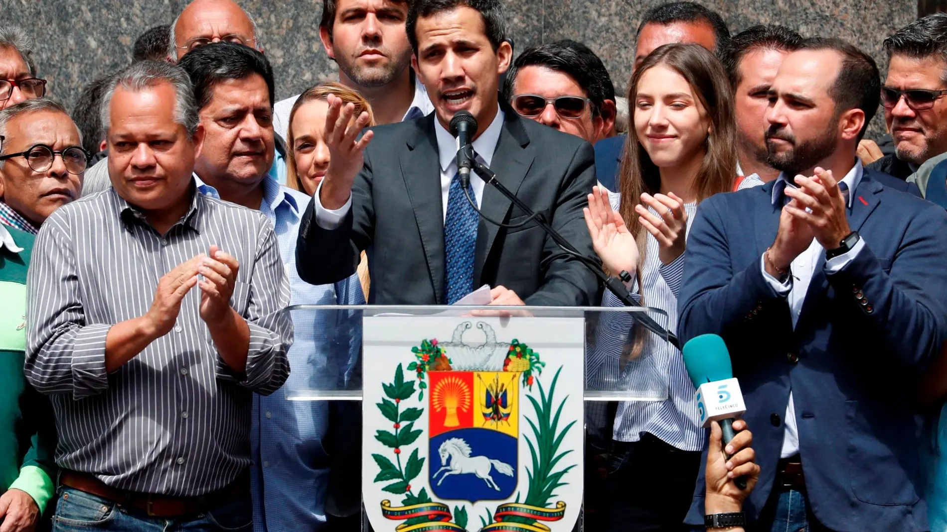 Juan Guaidó durante su discurso en Caracas