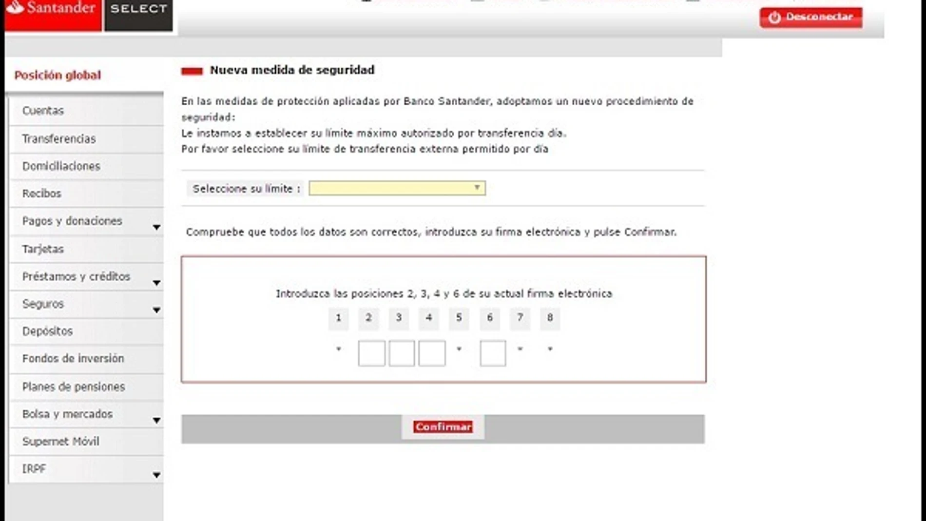 Uno de los correos fraudulentos que suplantan al Santander