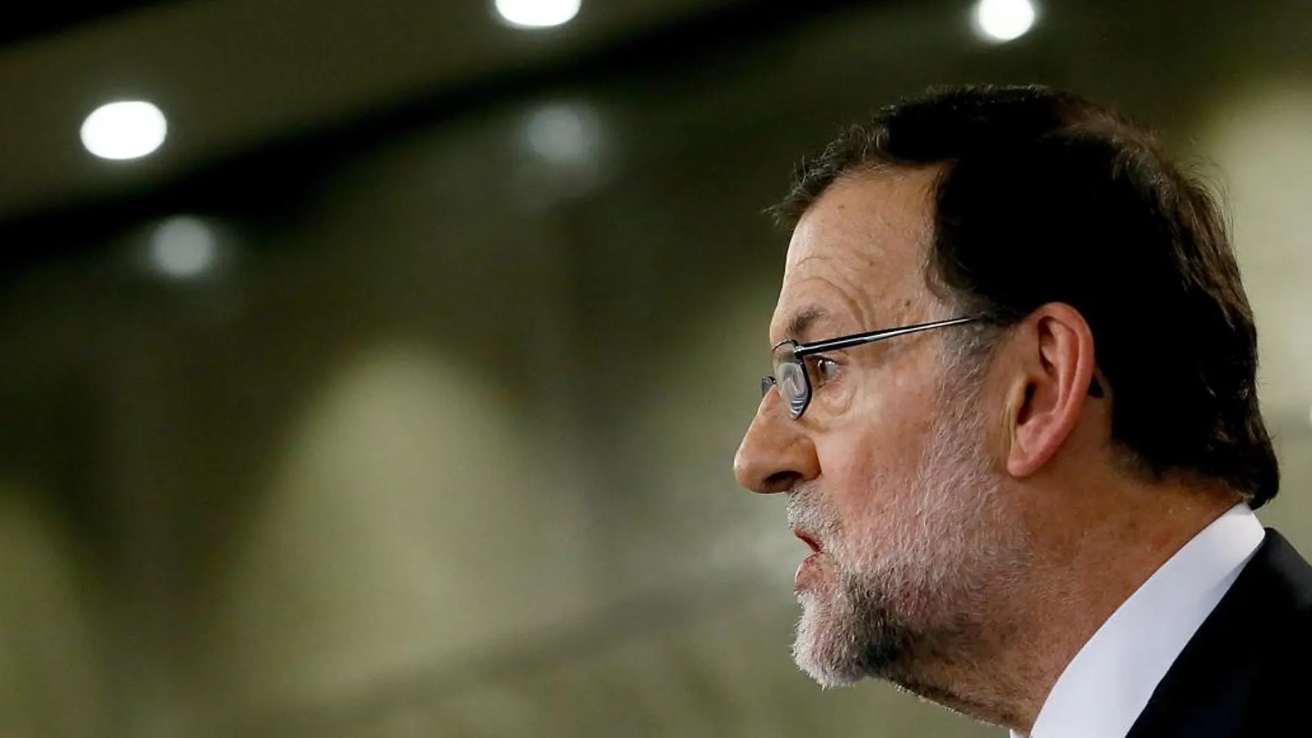 Mariano Rajoy, durante la rueda de prensa que ha ofrecido hoy en La Moncloa tras la reunión que ha mantenido con el Rey Felipe VI.